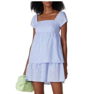 Rent The Runway Now Blue Eyelet Embroidered Dress